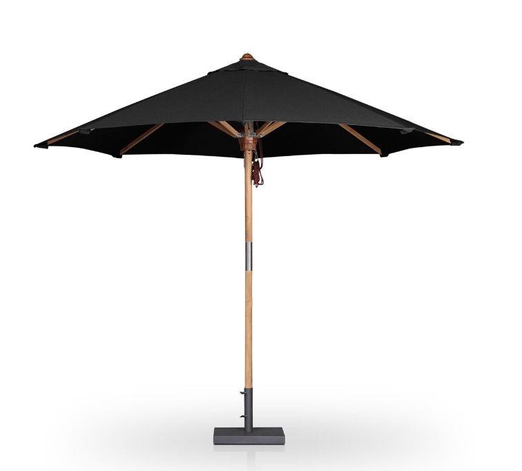 Outdoor Round Umbrella Arashi Black w Stand 118W x 118D x 102H