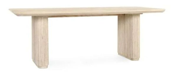 Vander Oak Wood 84&quot; Dining Table Cream Washed  84W x 40D x 30H 46&quot; BETWEEN LEGS