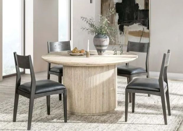 Villa Oak Wood Dining Table Crm Washed 55W x 55D x 30H