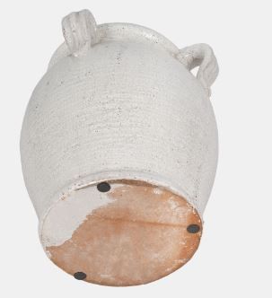 9&quot; TERRACOTTA VASE WITH HANDLES, WHITE CRACKLE