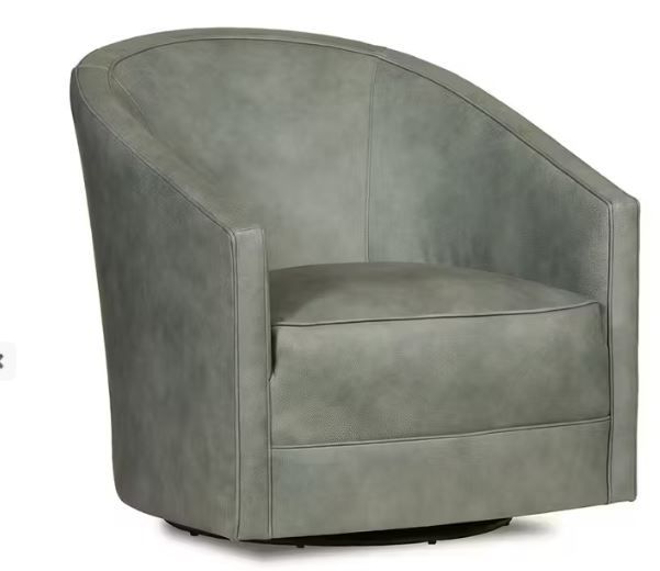 Aguilar Accent Chair-Swivel-Landscape Leather-Frozen Valley