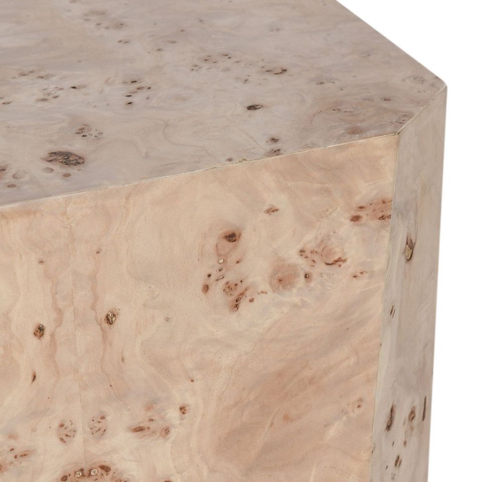 Avena Burl Wood 17&quot; Square End Table Natural 17.75W x 17.75D x 23.50H