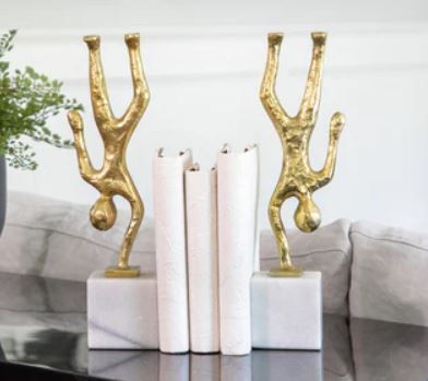 Balancing Human Bookends-Gold-S/2 14&quot;