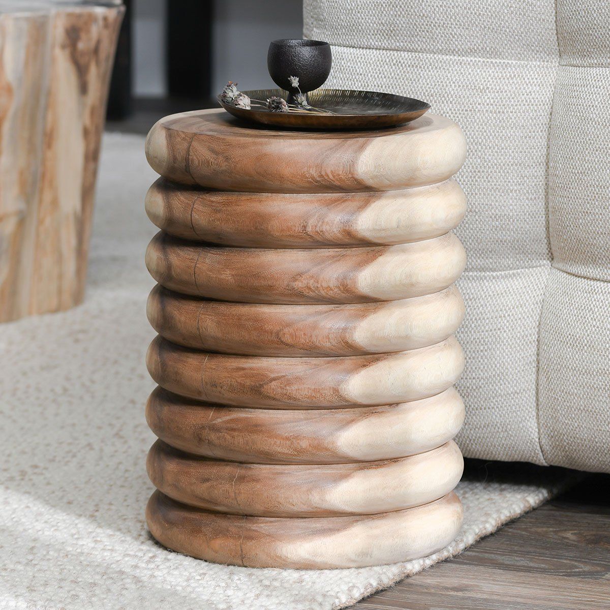 14&quot; Round End Table Natural 14W x 14D x 18H