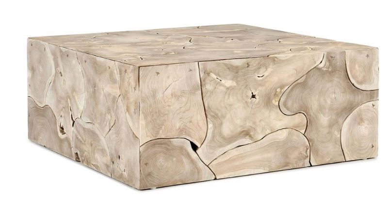 Puzzle 40&quot; Square Coffee Table Bleached