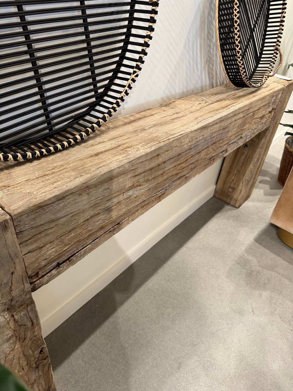 Giza 84&quot; Console Table Antique White 82-88W x 8-12D x 35-38H