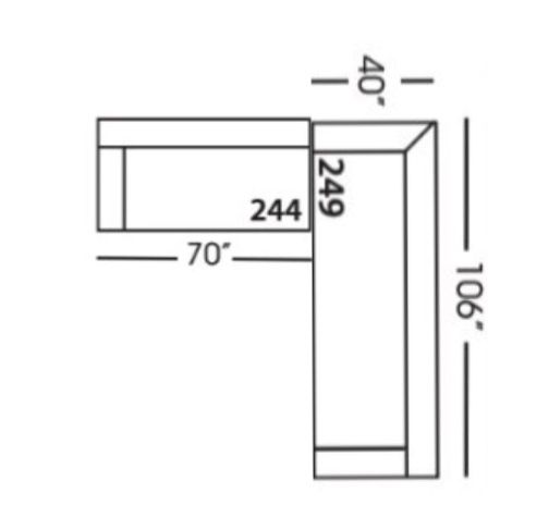 Lilah 2 pc Bench 106&quot; x 110&quot; BU102-28-Latte WP+ KP ( 244-Rs end + 249 Ls end w corner)Grade  X