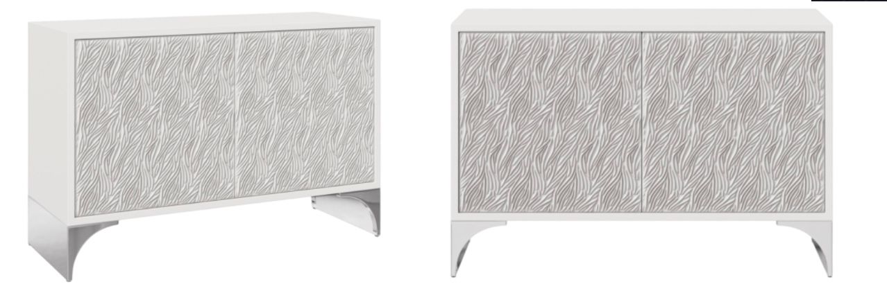 WD Leaf Carved 2DR Cabinet White Finish 47x15.75x29.5 KA-201157