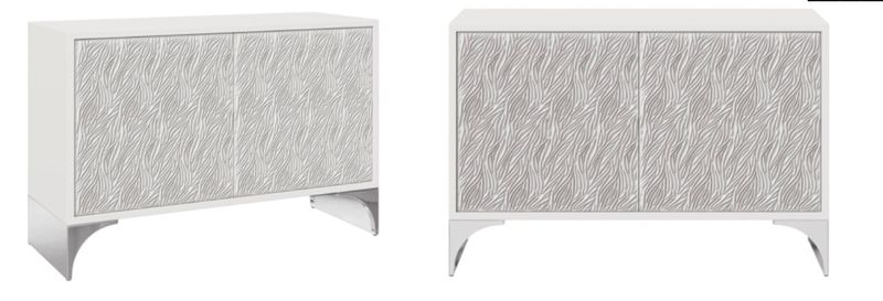 WD Leaf Carved 2DR Cabinet White Finish 47x15.75x29.5 KA-201157