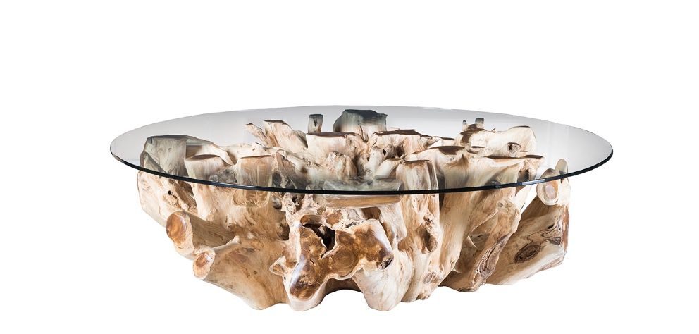 Round Teak Coffee Table Natural 60&quot; W X 60&quot; D X 18&quot; H