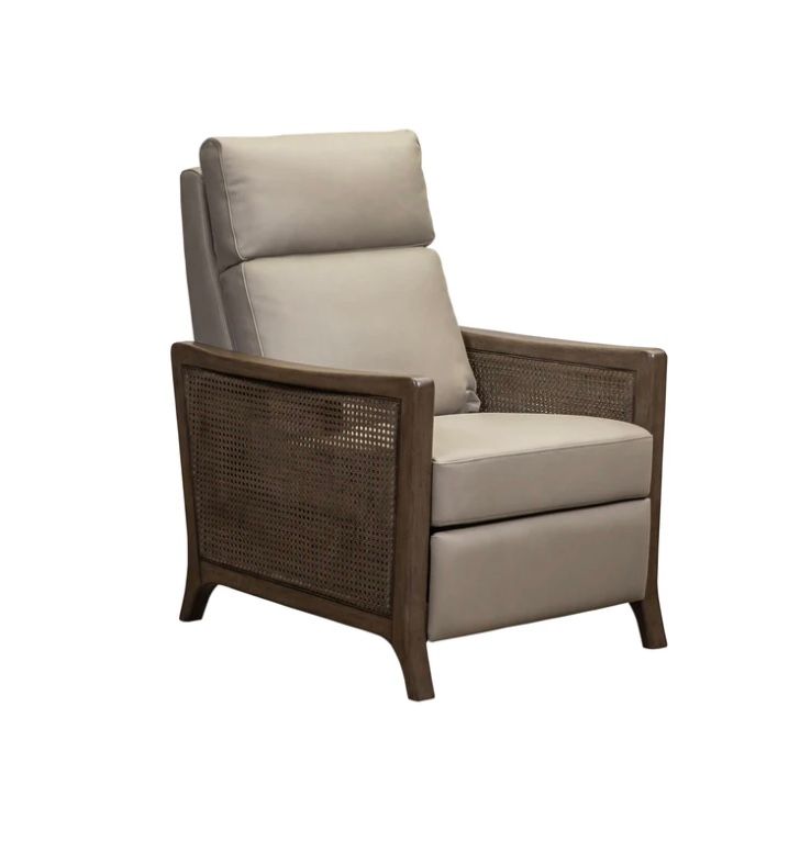 Cane Recliner Gray, W 28.25&quot; H 41&quot; D 36.75&quot; SD 20&quot; w Batt pk