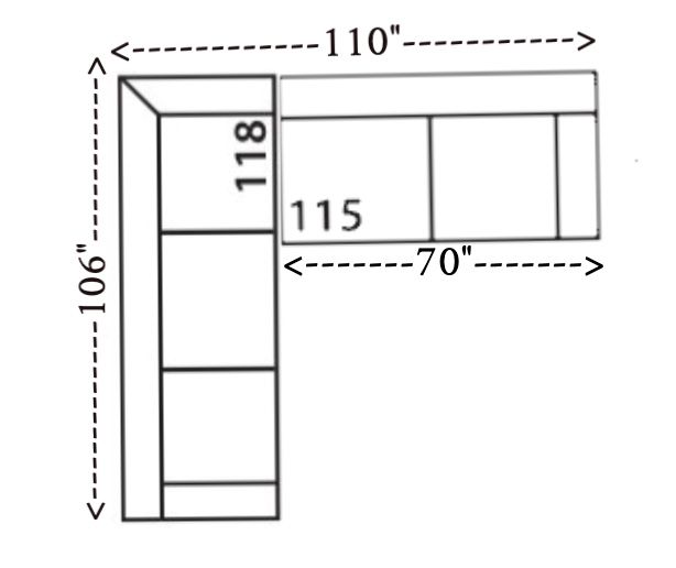 Quick Ship ! LILAH 2 PC SECTIONAL - 105CR-43-Latte=106&quot;x110&quot;x40 D x 38&quot; H