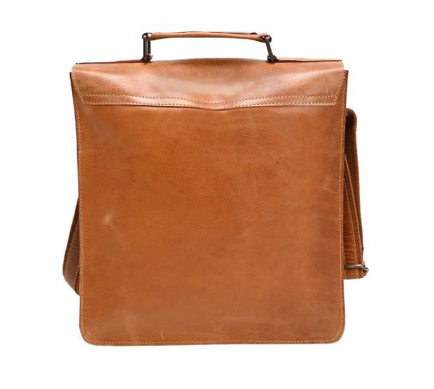 Buckled Messenger Bag - Tan Brown 12&quot;W x 3&quot;D x 12&quot;H