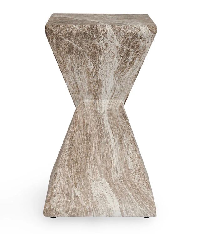 Triangle Outdoor Concrete Accent Table Brown/Ivory 18.W x 12.D x 20.H
