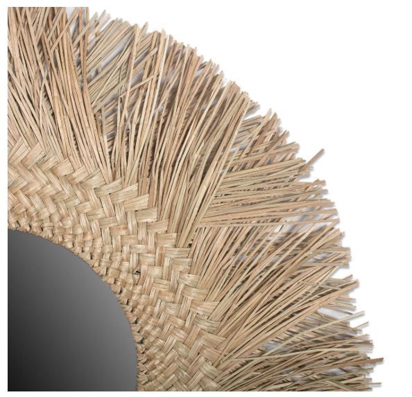 Angled Brush Edge Braided Seagrass Mirror W: 30&quot; | D: 0.6&quot; | H: 30&quot; Mirror 12&quot;