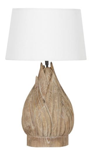 Carved Artichoke Wooden Table Lamp