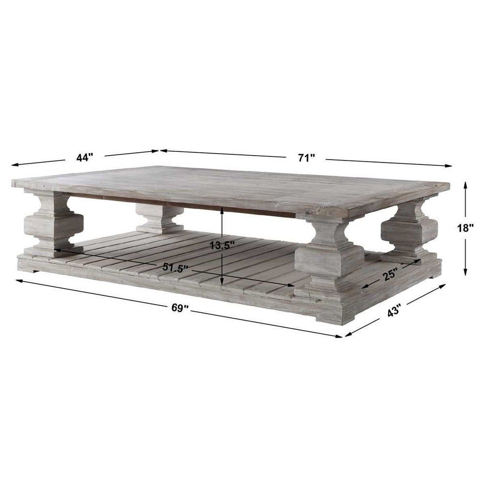 Baltic Coffee Table, White 71 W X 18 H X 44 D (in)
