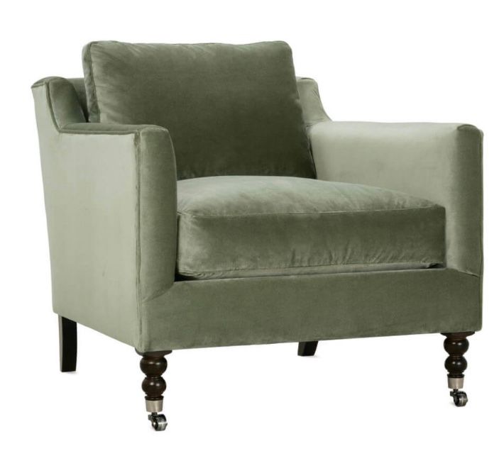 Madeline Express Chair - Antiqued Moss Velvet  L33” D36” H32”