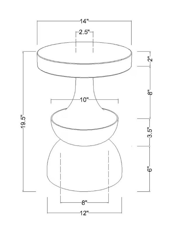 Curvy Organic Pedestal Accent Table 14x14x19.5