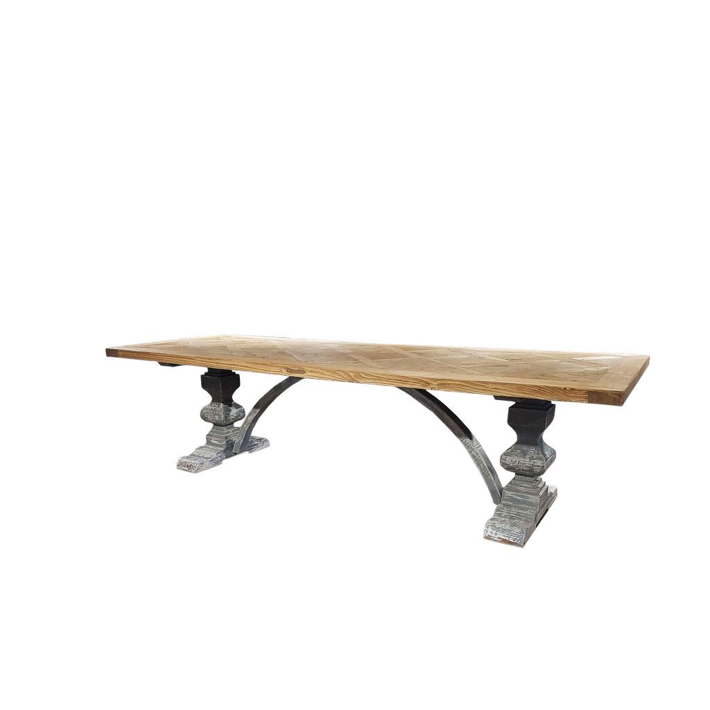 Dining Table Pine w/ Basket Weave Top 99x39x29