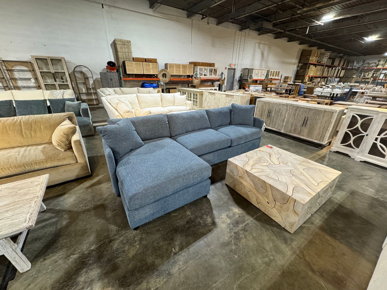 Curves Sofa RSE Chaise Blue + 118&quot;W x 40&quot;D x 36&quot;H x 60&quot;D Chaise