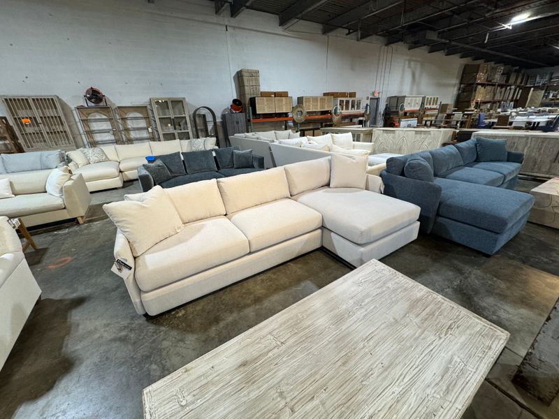 Curves Sofa LSE Chaise Linen + 118&quot;W x 40&quot;D x 36&quot;H x 60&quot;D Chaise