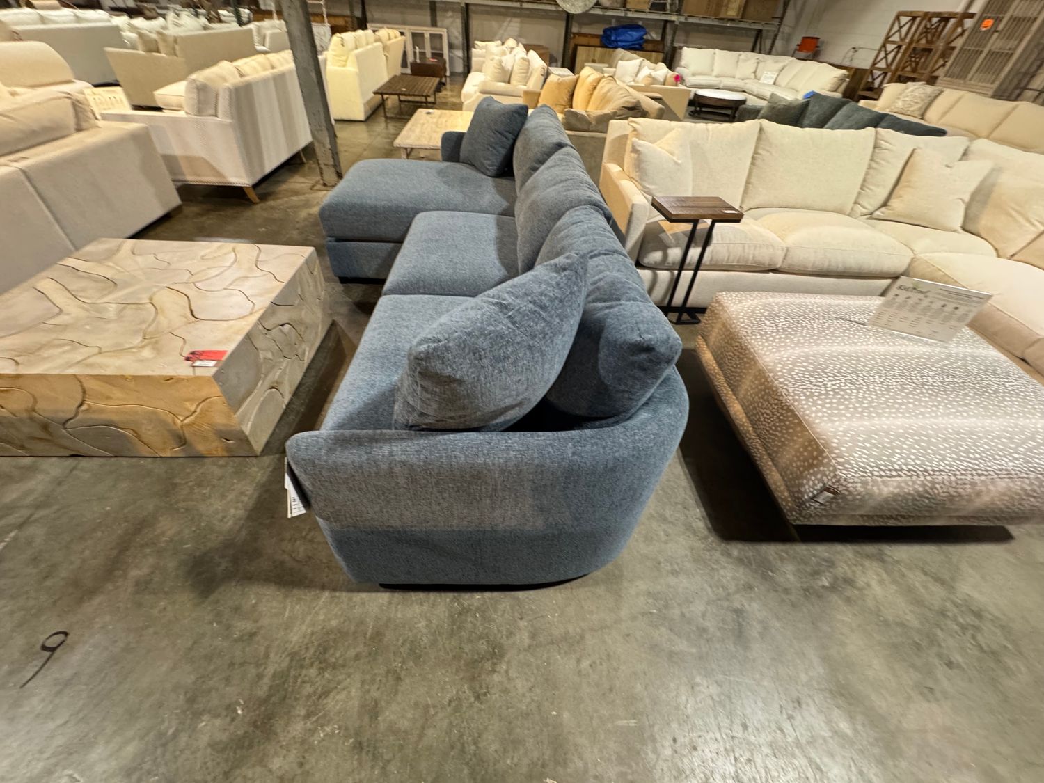 Curves Sofa RSE Chaise Blue + 118&quot;W x 40&quot;D x 36&quot;H x 60&quot;D Chaise