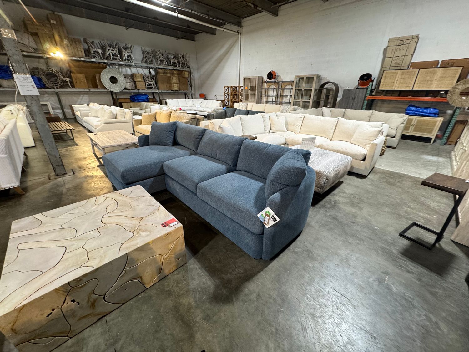 Curves Sofa RSE Chaise Blue + 118&quot;W x 40&quot;D x 36&quot;H x 60&quot;D Chaise