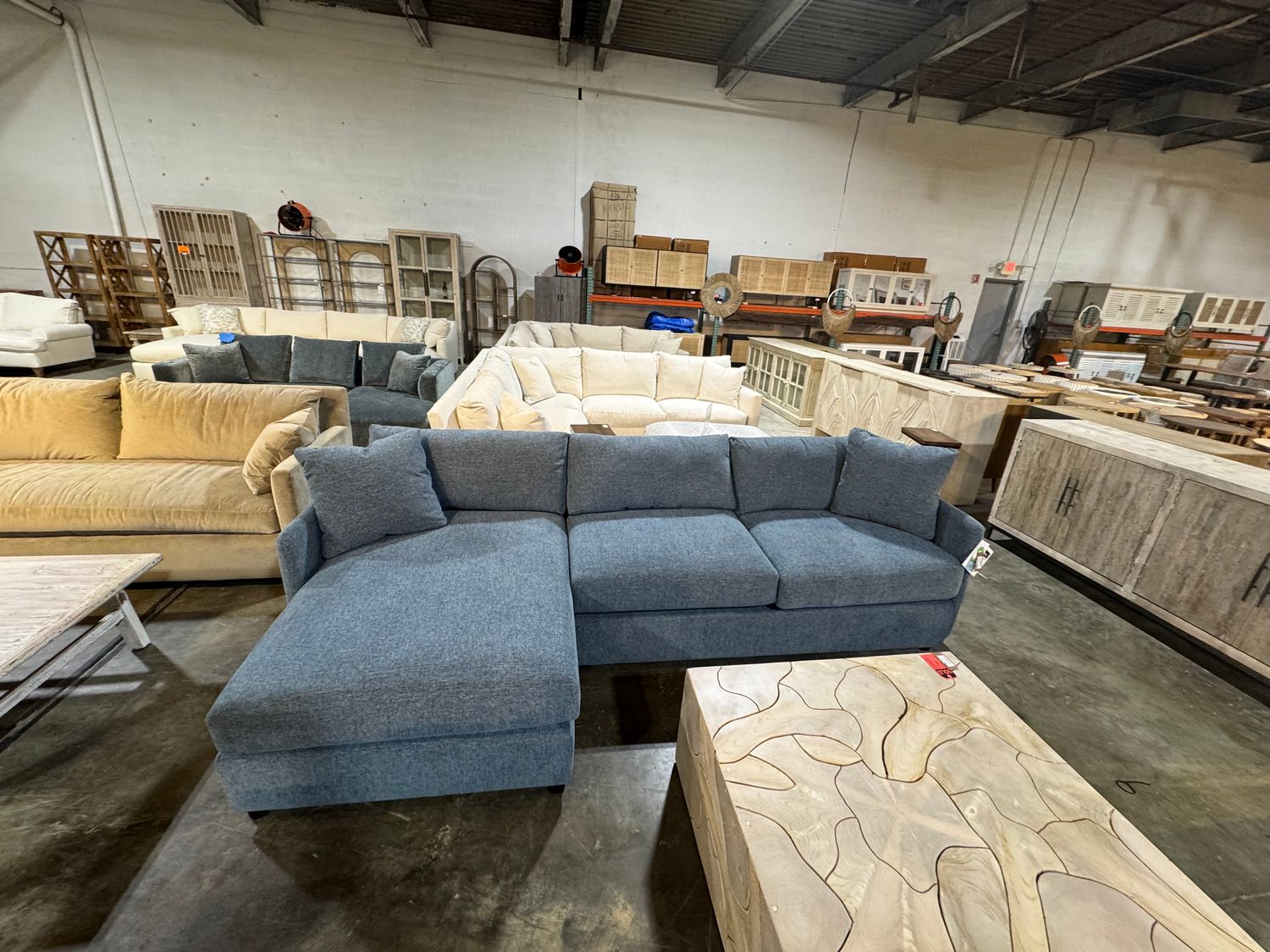 Curves Sofa RSE Chaise Blue + 118&quot;W x 40&quot;D x 36&quot;H x 60&quot;D Chaise