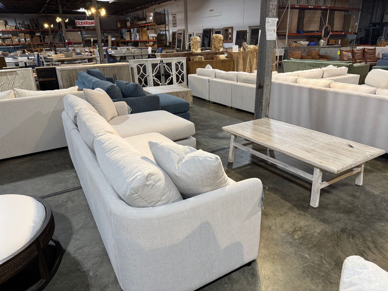 Curves Sofa LSE Chaise Linen + 118&quot;W x 40&quot;D x 36&quot;H x 60&quot;D Chaise