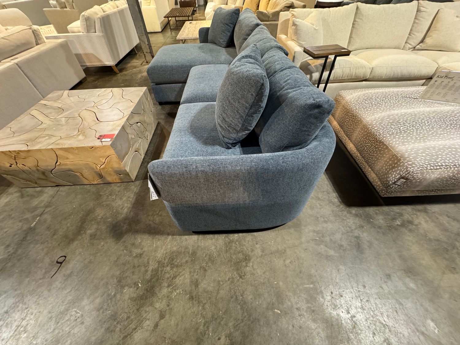 Curves Sofa RSE Chaise Blue + 118&quot;W x 40&quot;D x 36&quot;H x 60&quot;D Chaise