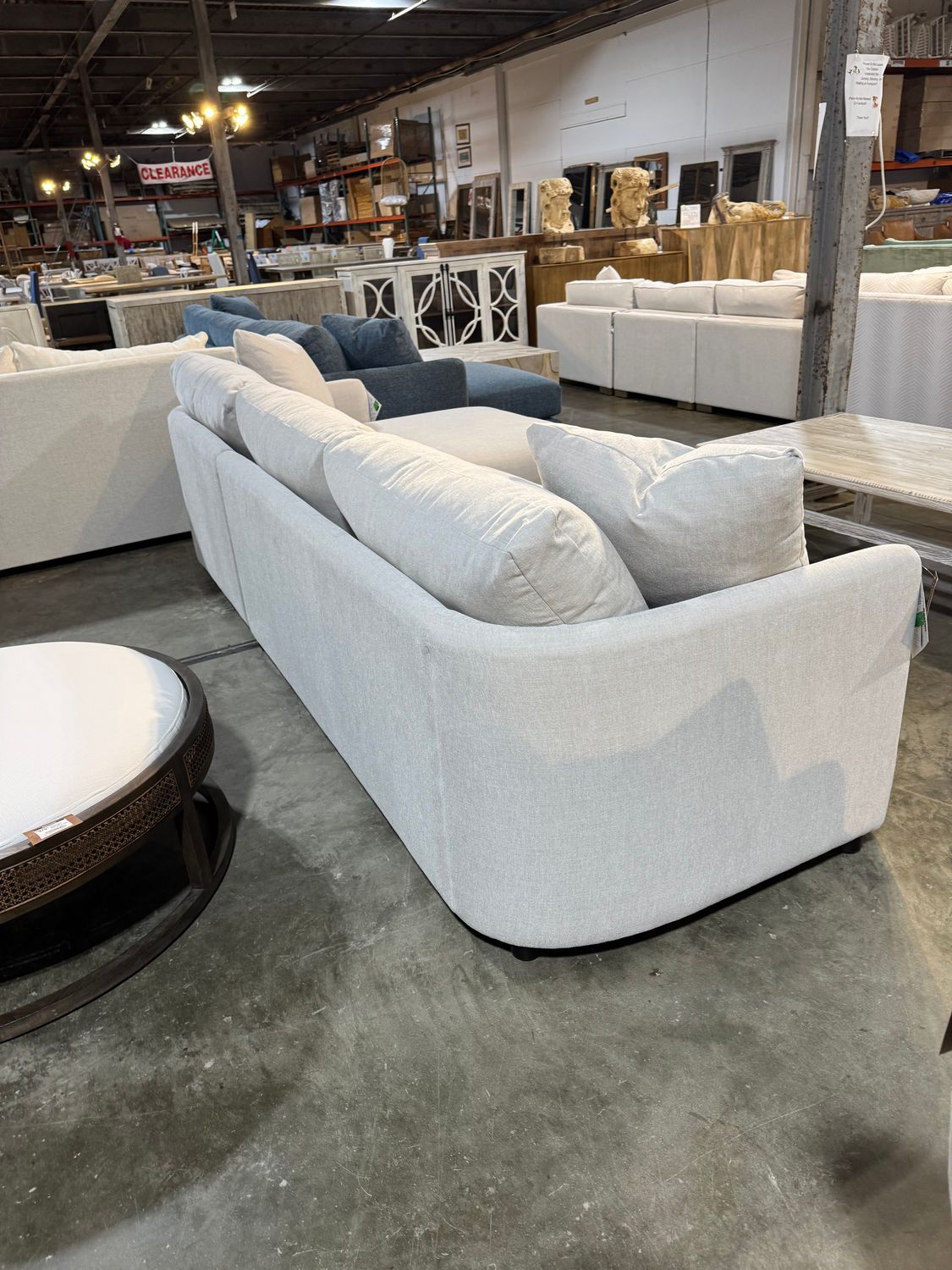 Curves Sofa LSE Chaise Linen + 118&quot;W x 40&quot;D x 36&quot;H x 60&quot;D Chaise