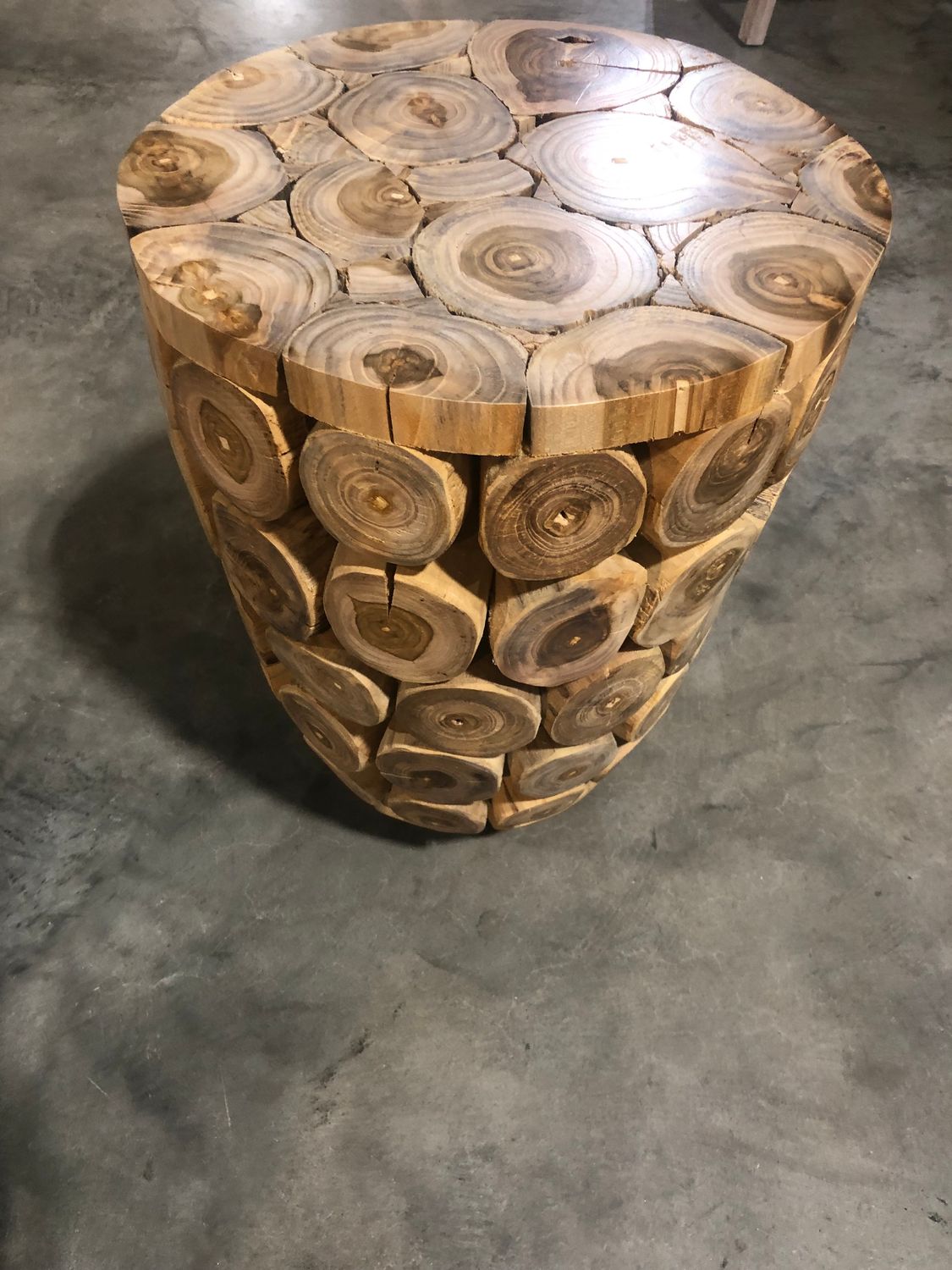 Teak Slice Side Table 16 x 16 x 25.5