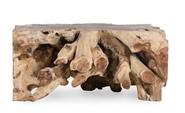 Teak Root 40&quot; Square Coffee Table Natural  40W x 40D x 18H