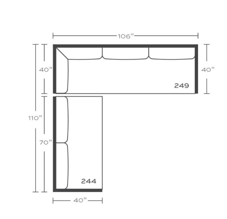 Lilah 2 pc Bench 106&quot; x 110&quot; BU102-28-Latte WP+ KP ( 244-Rs end + 249 Ls end w corner)Grade  X