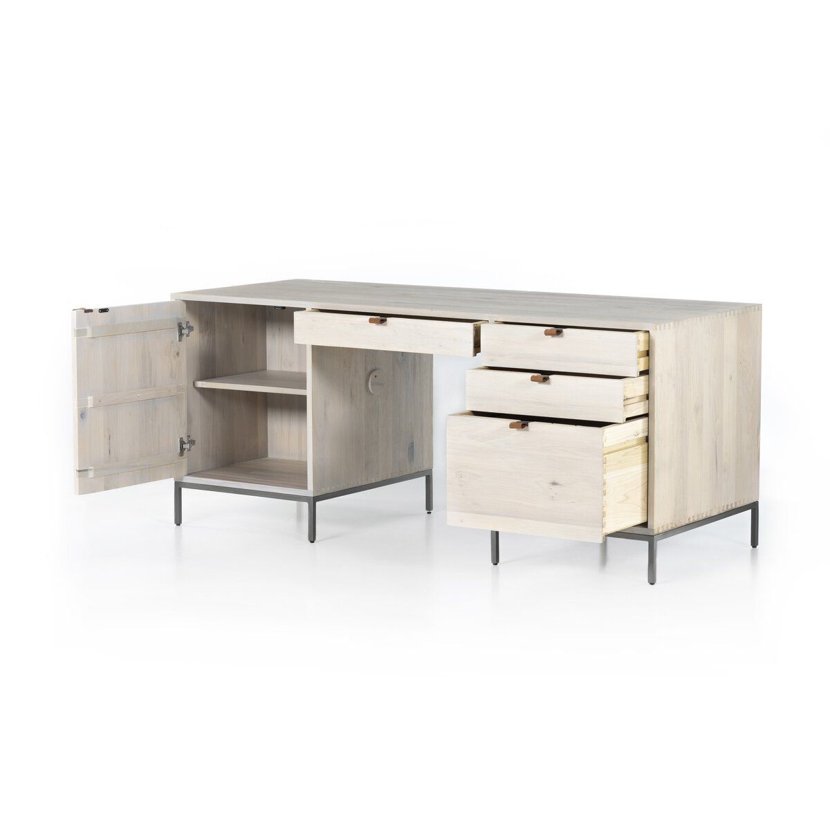Executive Desk/Dove White Wash Poplar/ 70.00&quot;w x 27.00&quot;d x 30.00&quot;h