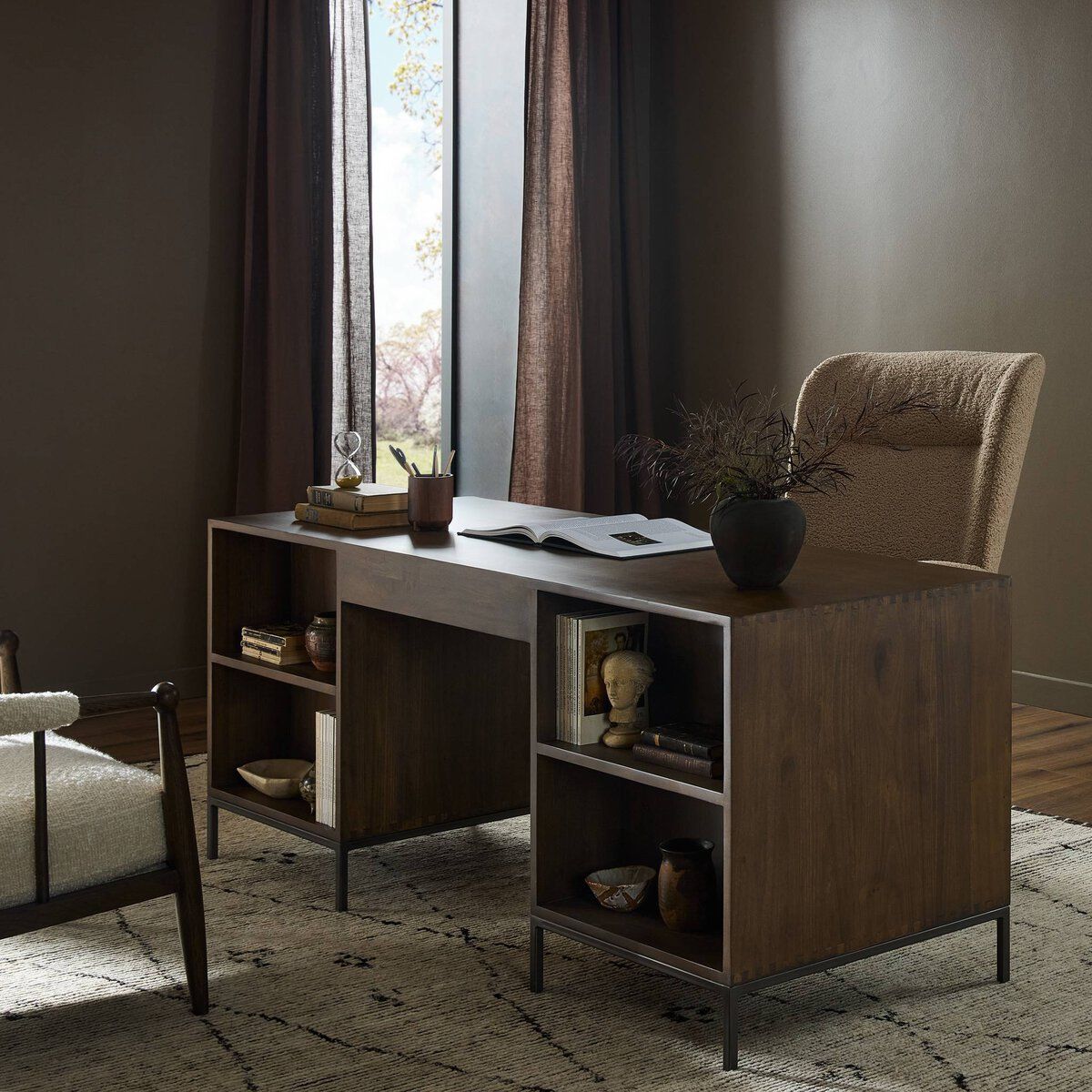 Executive Desk/Dove White Wash Poplar/ 70.00&quot;w x 27.00&quot;d x 30.00&quot;h