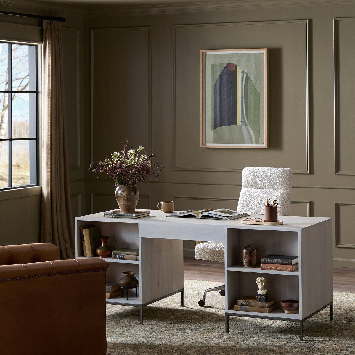 Executive Desk/Dove White Wash Poplar/ 70.00&quot;w x 27.00&quot;d x 30.00&quot;h