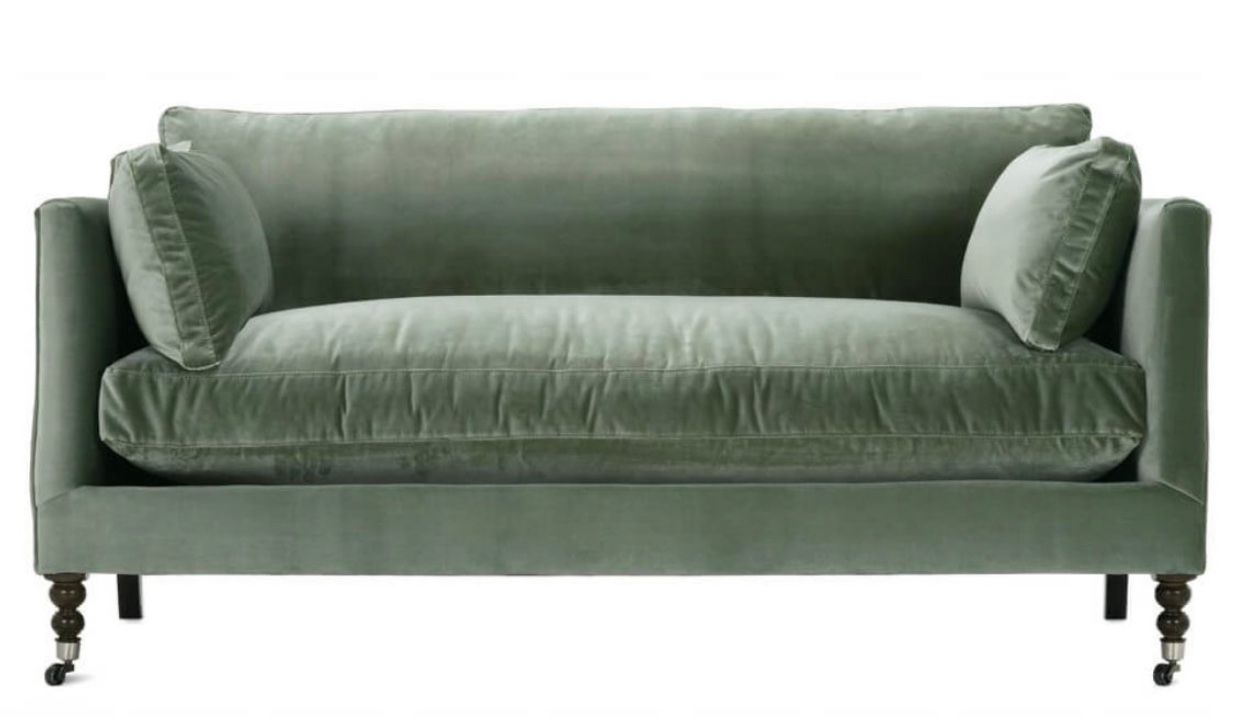 71” Madeline Express Ship Sofa - Antiqued Moss Velvet