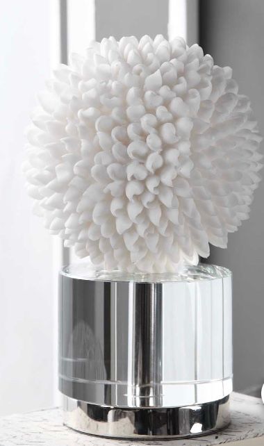 Sphere Orb with Polished Nickel Plated Crystal Base 6 W X 10 H X 6 D (in)