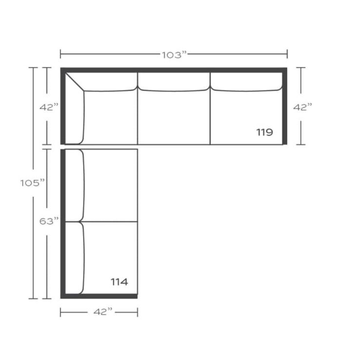 Express Alden Sectional 103 x 104 x 42dDx 38H