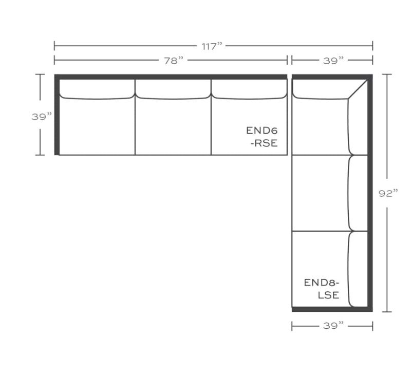 Express Cindy 3-Seat Left Seated End W/Corner &amp; Right Seated End In Nomad Snow+117x92x39x40H KP