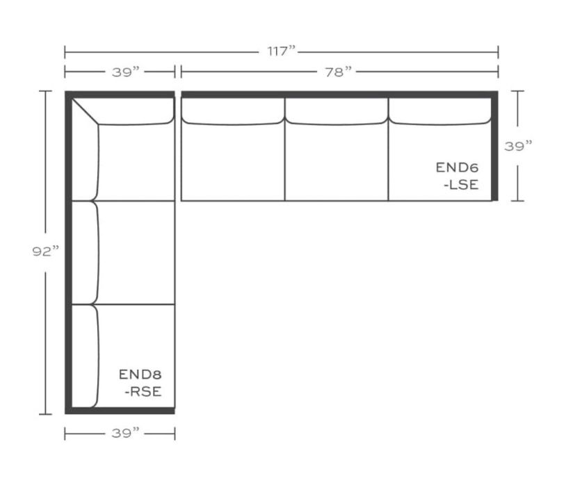Express Cindy 3-Seat Right Seated End W/Corner &amp; Left Seated End In Nomad Snow 92x117x39x40H  KP