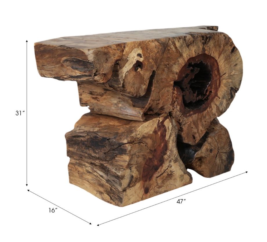 Heavy Root Console Table, Natural 47 x 16 x 31 -268 LBS
