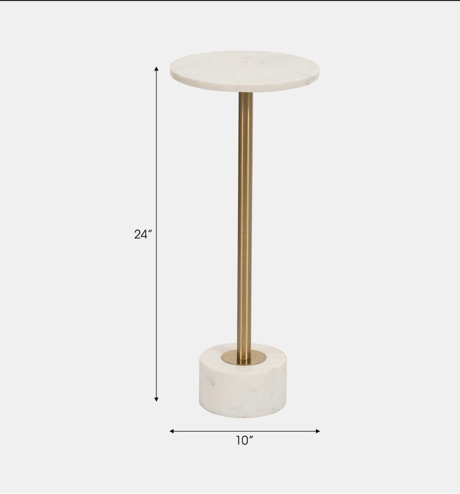 Marble top side table 10 x 10 x 24