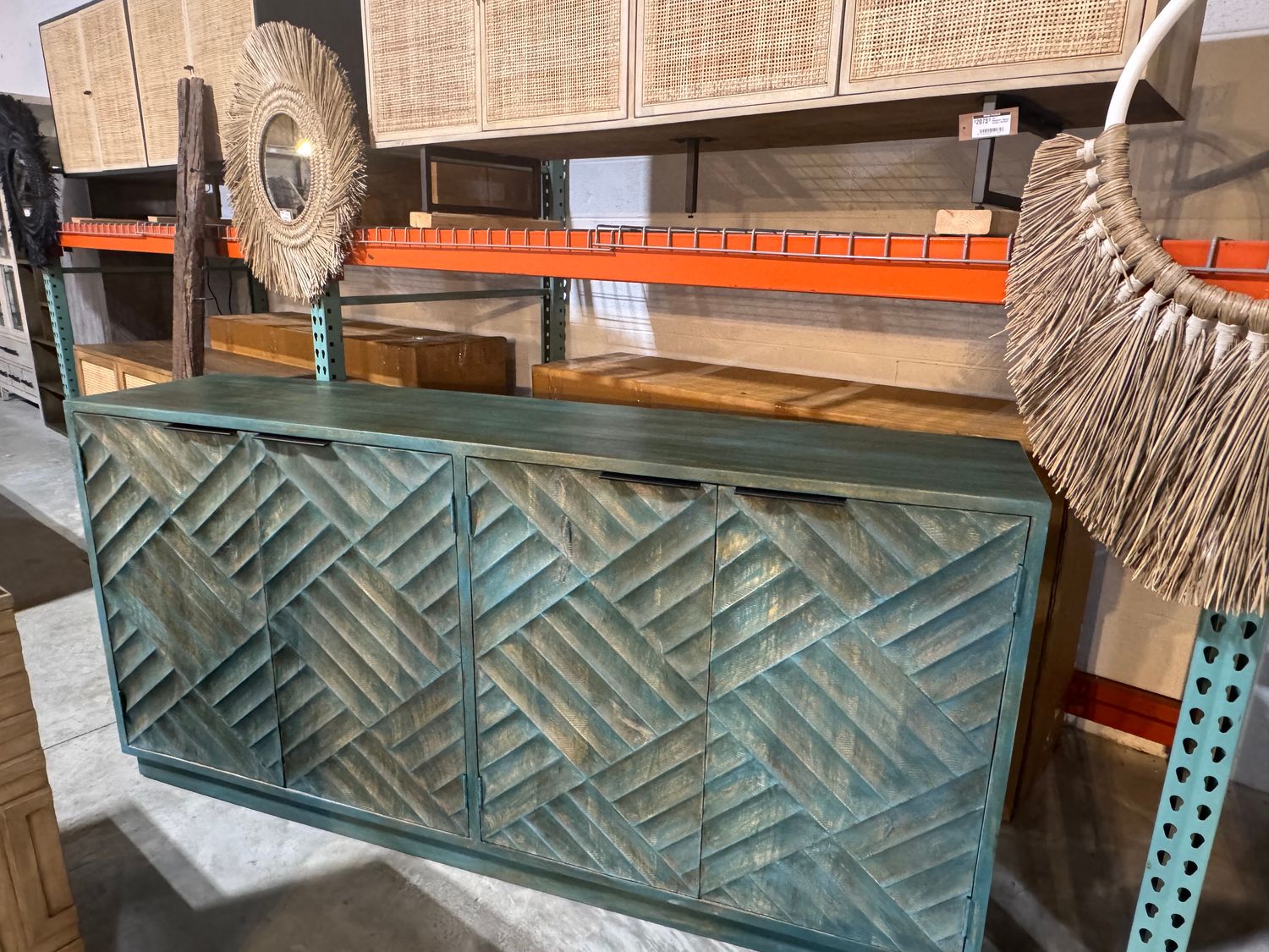 Teal Wd. 4 Door Sideboard 79 x 18x 38