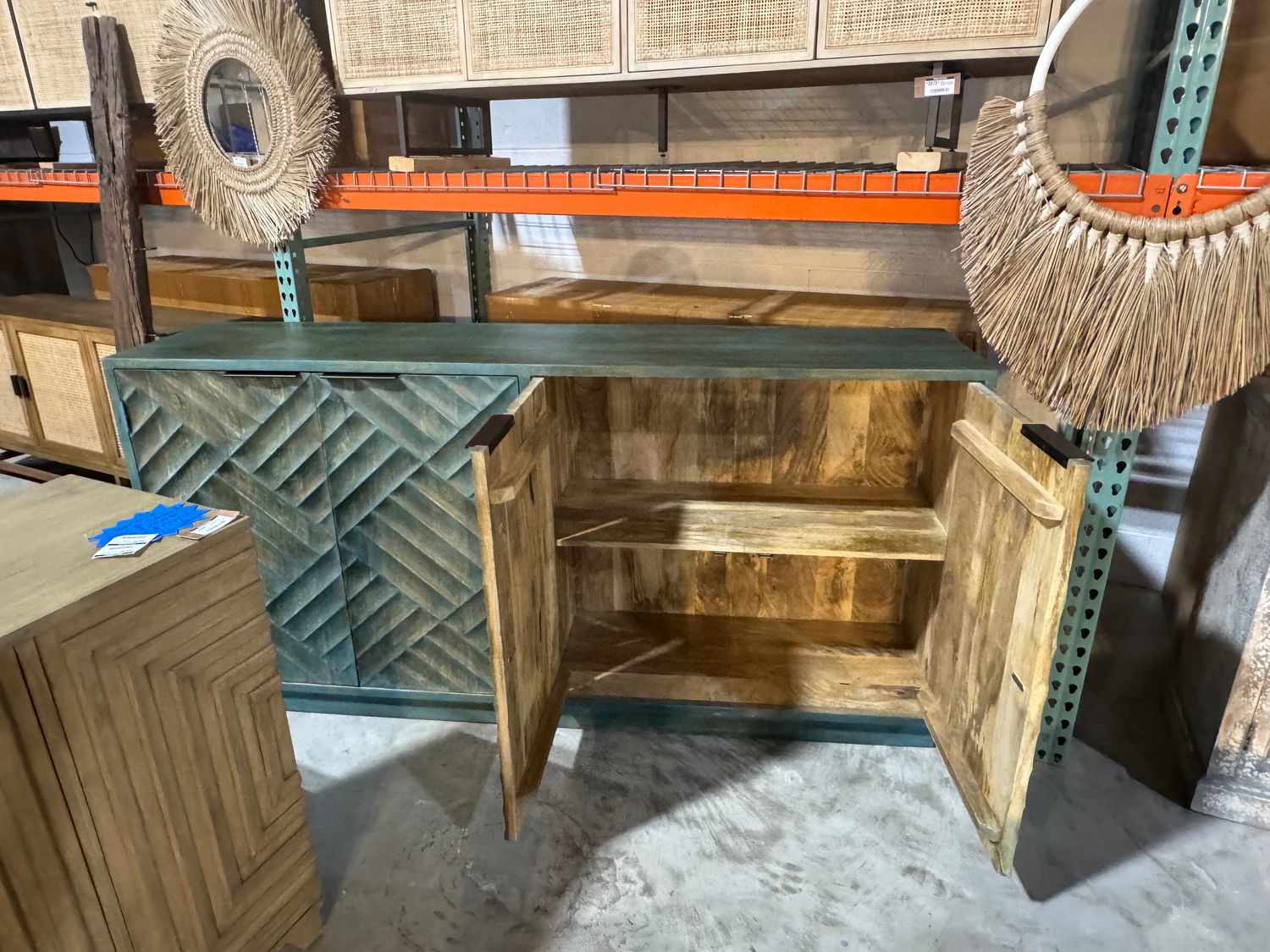Teal Wd. 4 Door Sideboard 79 x 18x 38