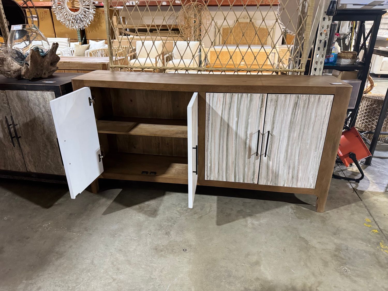 Wd. 4 Door Sideboard 72x18x36 Two Tone