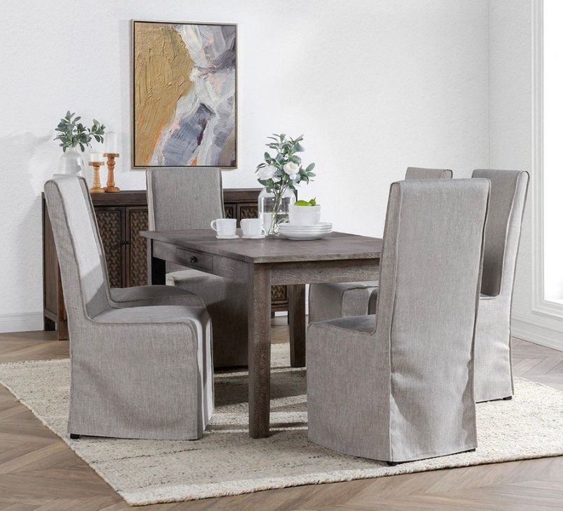 Grey Solid Wood Rectangle Dining Table  68.00W x 36.00D x 30.00H
