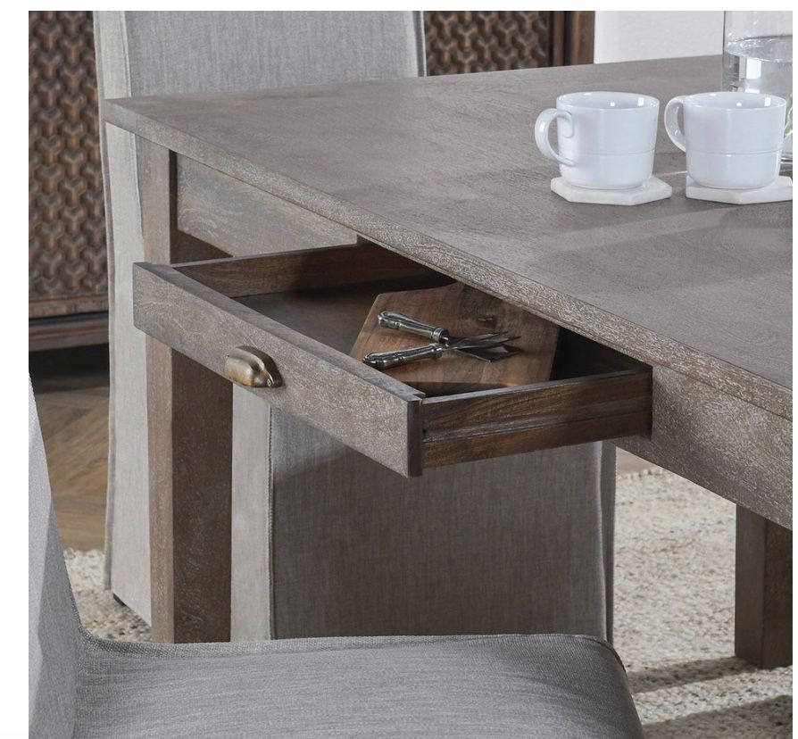 Grey Solid Wood Rectangle Dining Table  68.00W x 36.00D x 30.00H